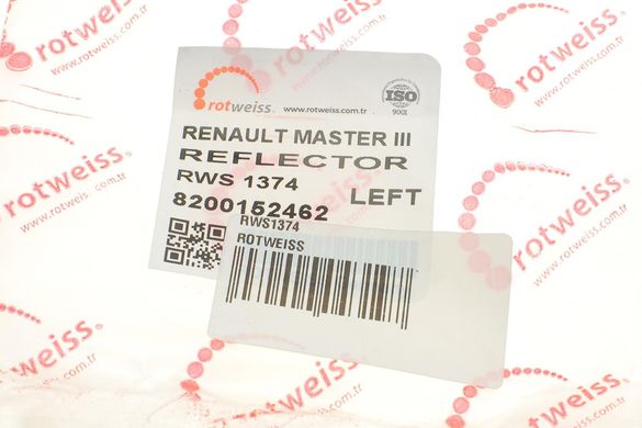 Светоотражатель заднего бампера Renault Master III / Opel Movano B 2.3CDTI 10- (L) RWS1374 фото