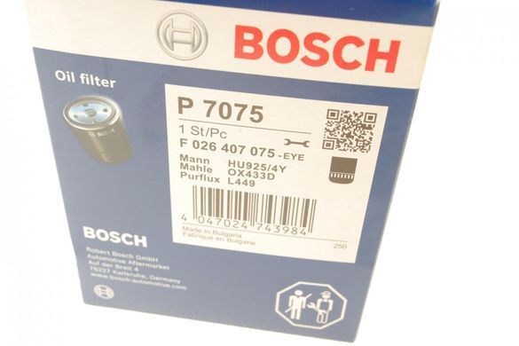 Фільтр масляний Volvo XC60 / XC90 / V70 3.0 / 3.2i 06-15 / Land Rover Freelander 3.2 24V 06-14 F026407075 фото
