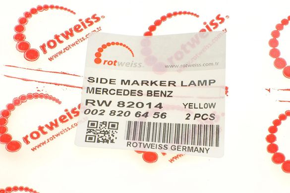 Ліхтар бічний (габарит) Mercedes Sprinter / VW LT 96-06 (жовтий) LED (0028206456) RW82014Y фото