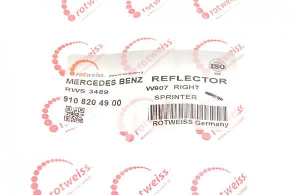 Світловідбивач заднього бампера Mercedes Sprinter 907 / 910 18- (R) RWS3489 фото