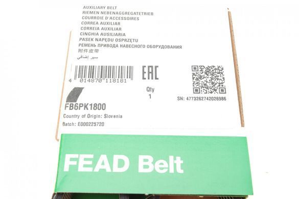 Ремінь генератора Opel Combo / Astra / Vectra / Omega 1.2-2.2 91-03 / BMW 1 (E81 / E87) 2.0D 04-11 FB6PK1800INA фото