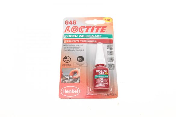 Loctite 648 5 мл фиксатор анаэробный вал-втулочный (зеленый) (высокой фиксации)(зазор 0.15) 1804041HEN фото